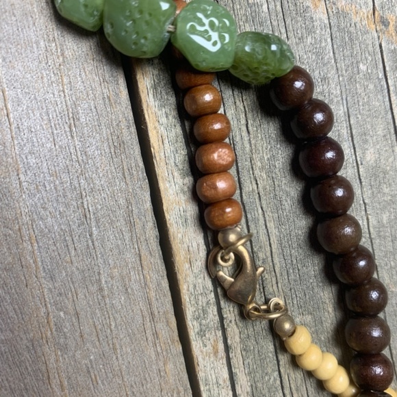 Vintage Long Necklace with Wood, Seed, Plastic Beads 24" Long - Picture 5 of 9